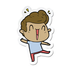 sticker of a cartoon excited man