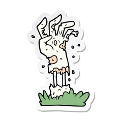 sticker of a spooky zombie hand cartoon