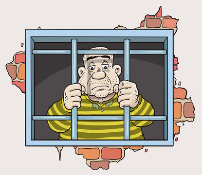 Cartoon criminal in jail - Vector Stock Vector | Adobe Stock