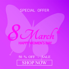 8 march gift card. International women's day