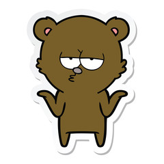 sticker of a bored bear cartoon shrugging