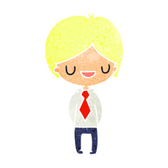 retro cartoon of a kawaii cute boy