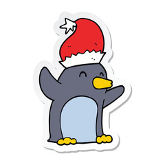 sticker of a cute cartoon christmas penguin