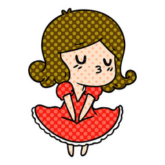 cartoon of cute kawaii girl