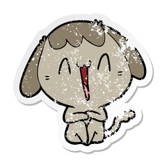 distressed sticker of a cute cartoon dog