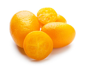 Delicious kumquat fruit on white background