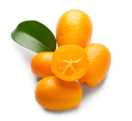 Delicious kumquat fruit on white background