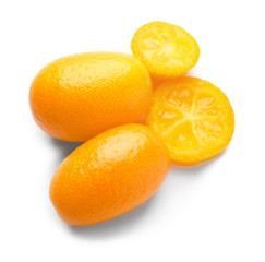 Delicious kumquat fruit on white background