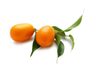 Delicious kumquat fruit on white background