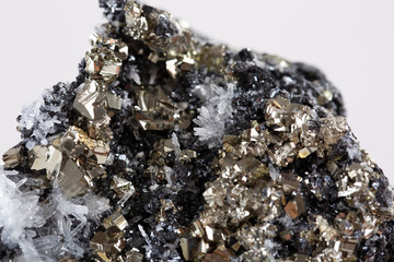 pyrite quartz stone rock mineral specimen geology gem