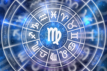 Zodiac Virgo symbol inside of horoscope circle