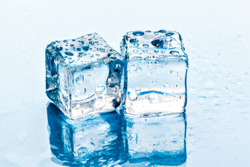 ice cubes on white background.