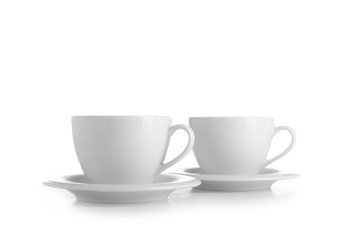 Clean cups on white background