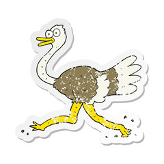 retro distressed sticker of a cartoon ostrich