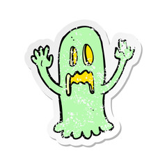 retro distressed sticker of a cartoon spooky ghost