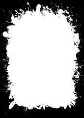 Ink and Splatter Decorative Black & White Photo Frame. Type Text Inside, Use as Overlay or for Layer / Clipping Mask