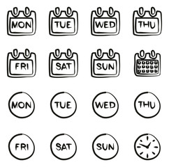 Days of the Week Icons Freehand
