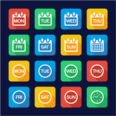 Days of the Week Icons Flat Design