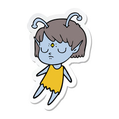 sticker of a cartoon alien girl