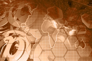 Digits, mail signs and map