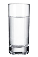 Glass with fresh water on white background