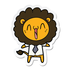 sticker of a happy cartoon lion