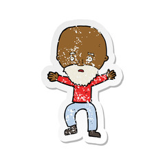 retro distressed sticker of a cartoon panicking old man