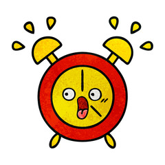 retro grunge texture cartoon alarm clock