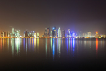 DOHA, QATAR – APRIL 08 2013: Skyline of Westbay Doha in Qatar.