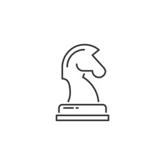 Horse Chess Related Vector Line Icon. Isolated on White Background. Editable Stroke.
