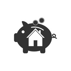Vector illustration, flat design. House savings, pig icon.