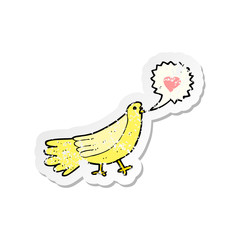retro distressed sticker of a cartoon love bird