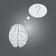 the question mark, the brain. The brain thinks, the brain is working on the idea.