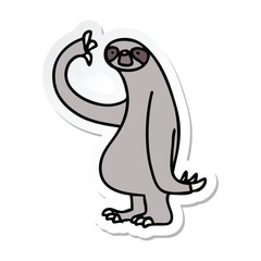 sticker of a quirky hand drawn cartoon sloth
