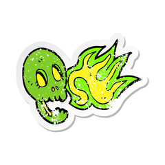 retro distressed sticker of a funny cartoon skull
