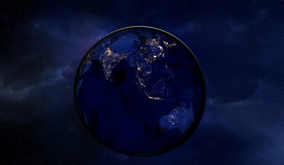 Obraz na płótnie Canvas realistic render of the earth seen from space,visible Asia, Australia and Oceania