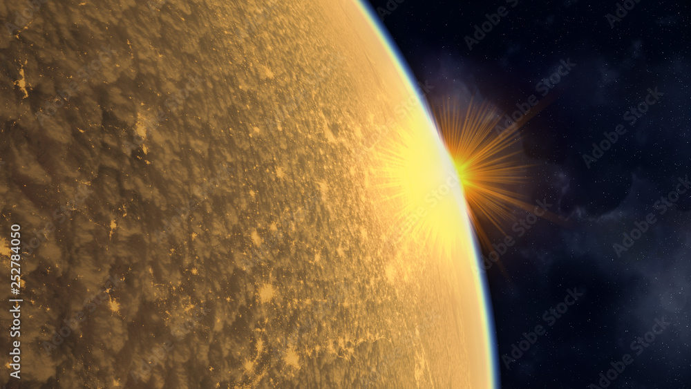 Wall mural realistic render of the earth seen from space.elements of this image furnished by nasa. 3d rendering