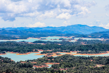 Fototapeta na wymiar Aerial view of lakes and mountains