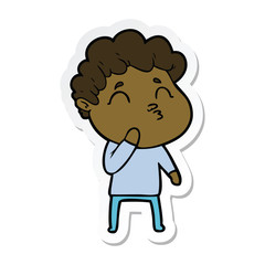 sticker of a cartoon man pouting