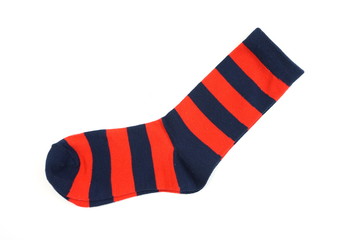 red and black stripe socks isolated on white background
