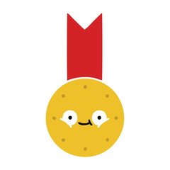 flat color retro cartoon gold medal