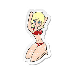 retro distressed sticker of a cartoon sexy woman posing