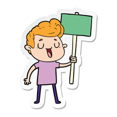 sticker of a happy cartoon man