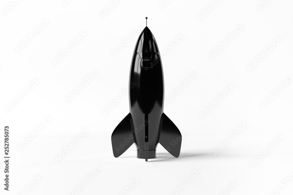 Poster Old school style rocket isolated on white 3D rendering