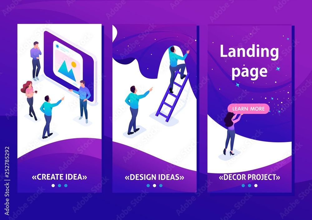 Aufkleber isometric development and creation of a website