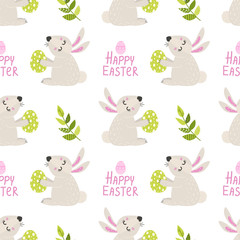 Seamless pattern with Easter bunny