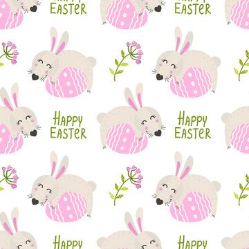 Seamless pattern with Easter bunny