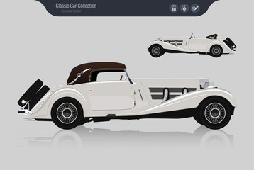 Detailed classic car vector. İsolated on grey background. Vector	