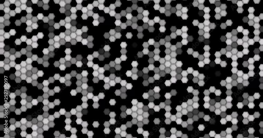 Aufkleber 60fps abstract cg pulsating dark loopable background - black hexagons seamless loop 4k animation