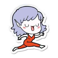 sticker of a cartoon elf girl